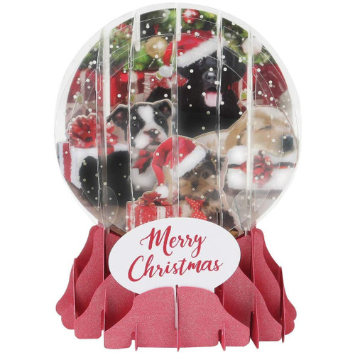 Christmas Puppies Pop-Up Snow Globe Christmas Card: Merry Christmas