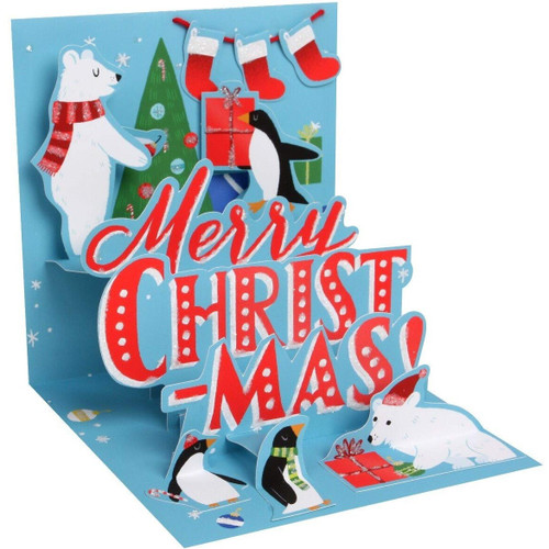 Polar Bears and Penguins Pop Up Christmas Card