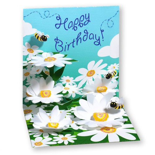 Bees and Daisies Pop-Up Birthday Card