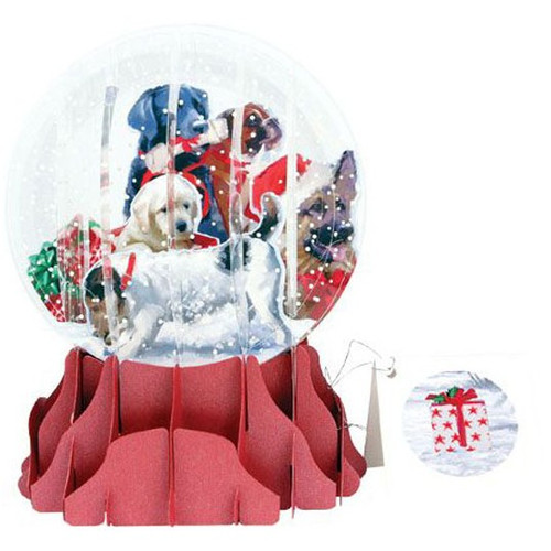 Christmas Dogs Large Snowglobe Pop-Up Christmas Card