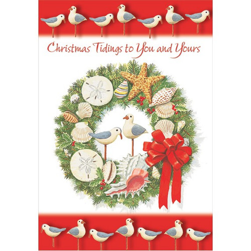 Shell Wreath and Seagulls Box of 18 Warm Weather Christmas Cards: Christmas Tidings to You and Yours