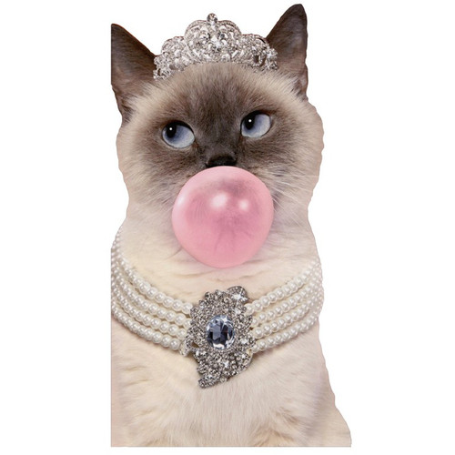 Fancy Bubble Gum Cat Big Funny Oversized Funny Feminine Birthday Card