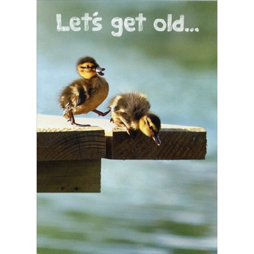 Ducklings On Dock Funny Birthday Card: Let's get old…