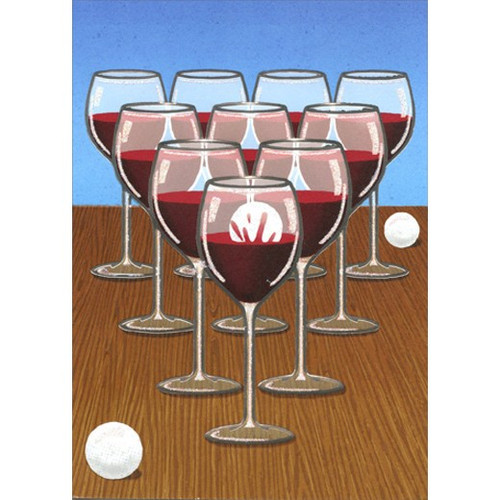 Wine Pong Funny A-Press Feminine Birthday Card