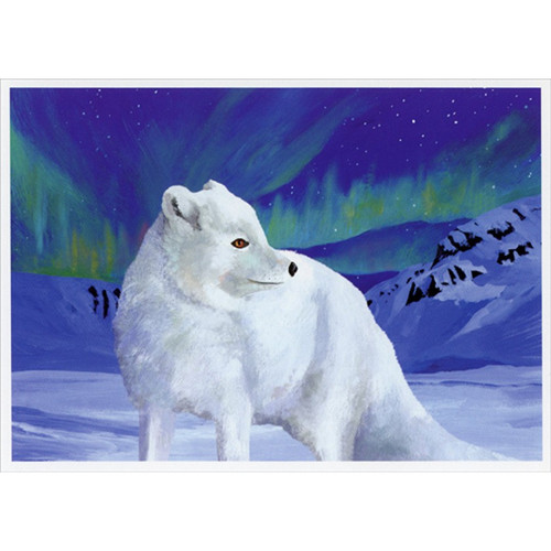 Arctic Fox in Snowy Mountains Box of 12 Christmas Cards