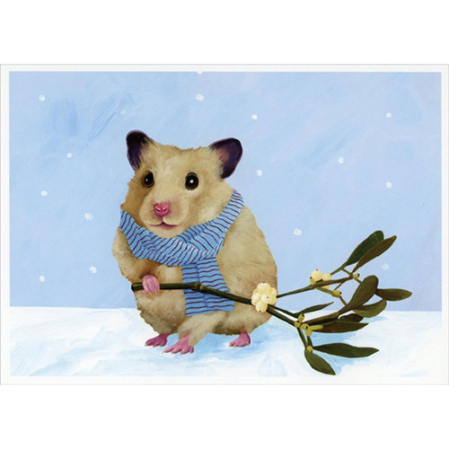 Hamster Holding Olive Branch Box of 12 Christmas Cards