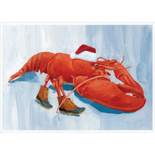 Lobster Claus in Winter Boots Funny / Humorous Christmas Card