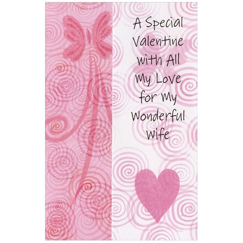 Butterflies & Heart with Swirls: Wife Valentine's Day Card: A special Valentine with all my love for my wonderful wife