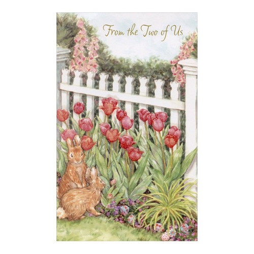 Rabbits and Tulips: From Two of Us Easter Card: From the Two of Us