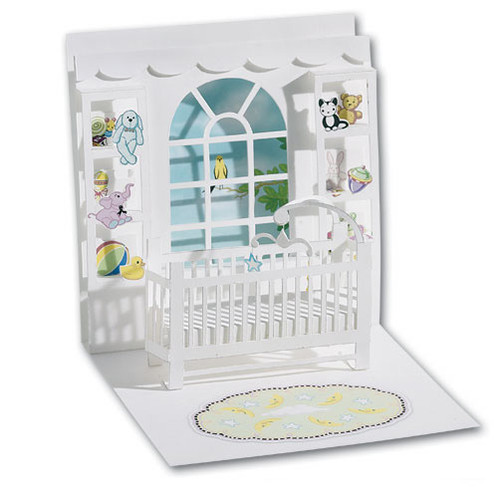 Up with Paper Baby Crib Pop Up Greeting Card