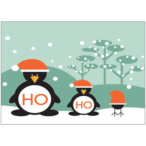 Ho Ho Ho Penguins Christmas Card: Ho Ho