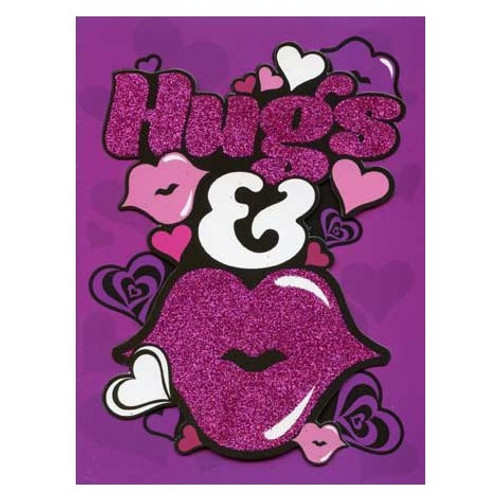 Hugs & Kisses Die Cut 3D Anniversary Card: Hugs & (picture of lips)
