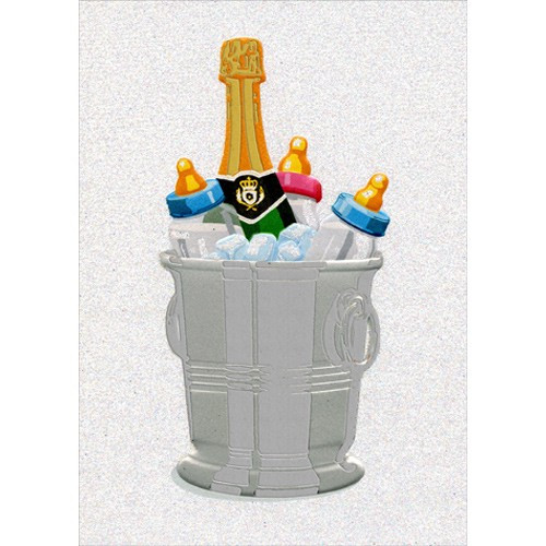 Baby Bottles/Champagne Bucket A*Press Funny New Baby Card