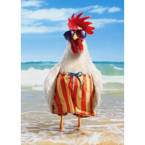 Rooster Wears Swimsuit Funny Father's Day Card