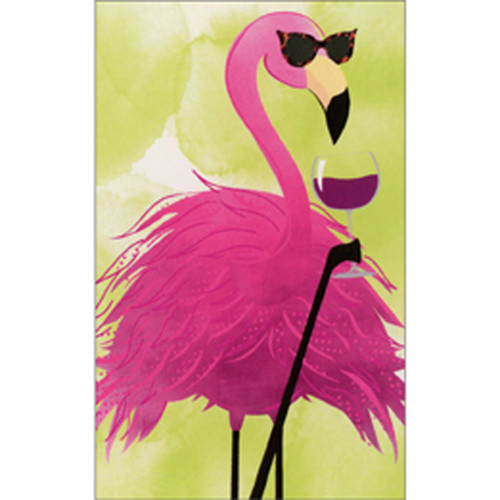 Flamingo Wine Toast Funny / Humorous Mini Blank Gift Enclosure Card