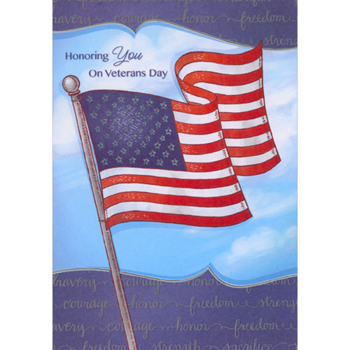 Honoring You Waving Flag Illustration Veterans Day Card: Honoring You on Veterans Day