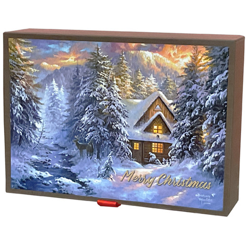 Winter Retreat: Cabin, Deer and Stream Glitter Keepsake Box of 14 Christmas Cards: Merry Christmas