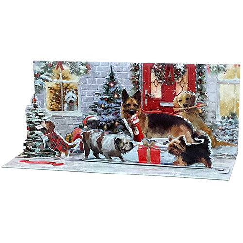 Holiday Dogs: German Shepherd, Golden Retriever, Black Lab, Beagle, Bulldog, Yorkie and Westie 3D Pop-Up Christmas Card