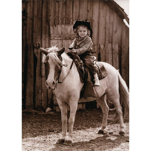 Little Girl On Horse America Collection Birthday Card