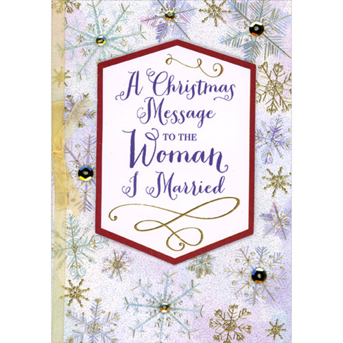 A Christmas Message to the Woman I Married 3D Banner, Sequins and Ribbon Hand Decorated Christmas Card for Wife: A Christmas Message to the Woman I Married