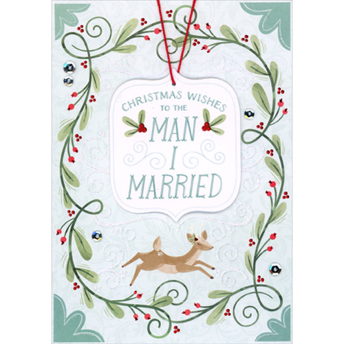 Christmas Wishes to the Man I Married: 3D Banner, Sequins, String Hand Decorated Christmas Card for Husband: Christmas Wishes to the Man I Married