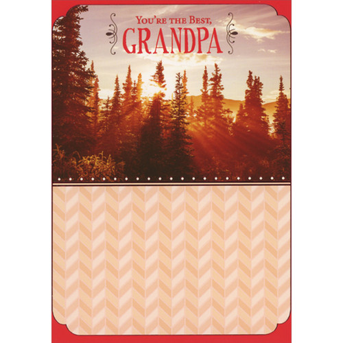 Sunbeam Shining Through Forest Above Chevron Pattern Photo Valentine's Day Card for Grandpa: You're the Best Grandpa