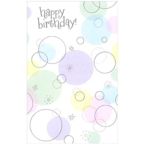 Silver & Pastel Colored Circles Birthday Card: happy birthday!