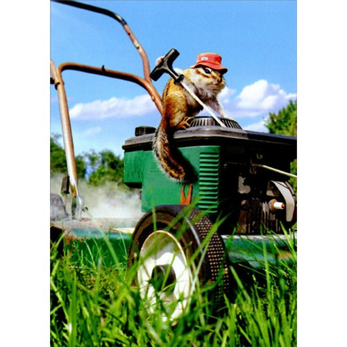 Chipmunk Lawnmower Cute Funny Father's Day Card