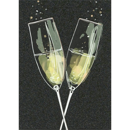 Champagne Flutes A-Press Anniversary Card