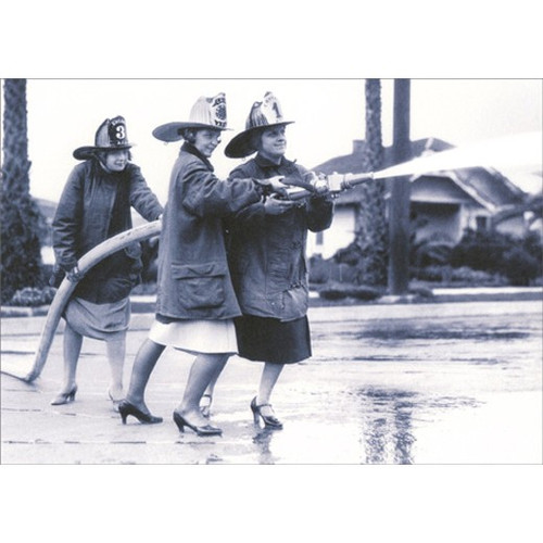 Three Women With Fire Hose America Collection Funny Birthday Card for Her