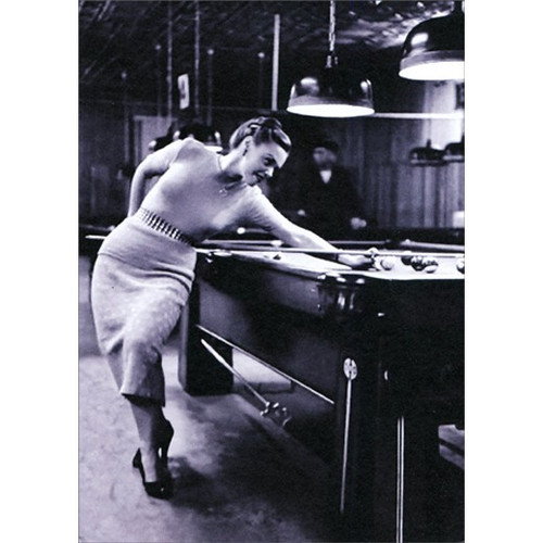 Woman At Pool Hall America Collection Funny Birthday Card for Her