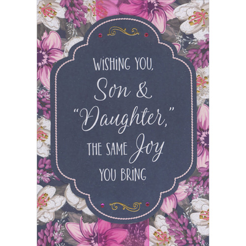 The Same Joy You Bring 3D Die Cut Banner and Pink Gems Over Wide Pink Ribbon Hand Decorated Easter Card for Son and 'Daughter' (Daughter-in-Law): Wishing you, Son and 'Daughter', the same joy you bring