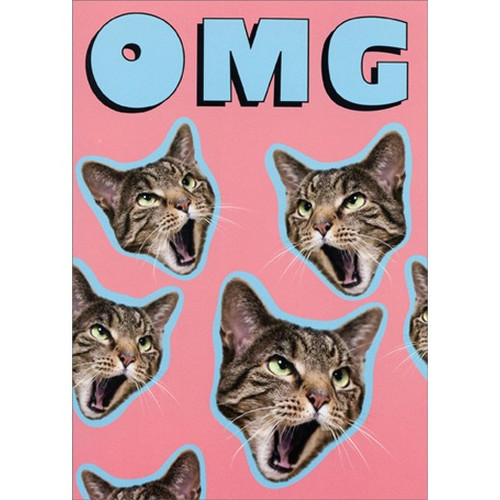 OMG Cat Pop Up Stand Out Funny Birthday Card: OMG