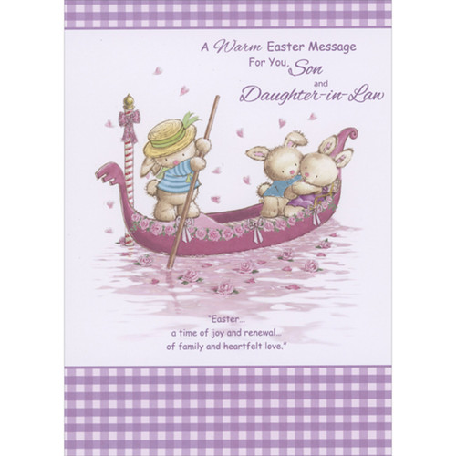 Bears in Gondola with Sparkling Flowers on Water Surface Easter Card for Son and Daughter-in-Law: A Warm Easter Message For You, Son and Daughter-in-Law  - “Easter… a time of joy and renewal… of family and heartfelt love.”
