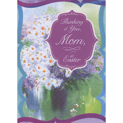Thinking of You: Watercolor Small White and Orange Flowers Easter Card for Mom: Thinking of You, Mom, at Easter