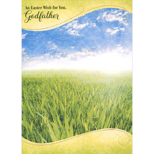 An Easter Wish: Field of Tall Green Grass Under Blue Sky Photo Easter Card for Godfather: An Easter Wish for You, Godfather