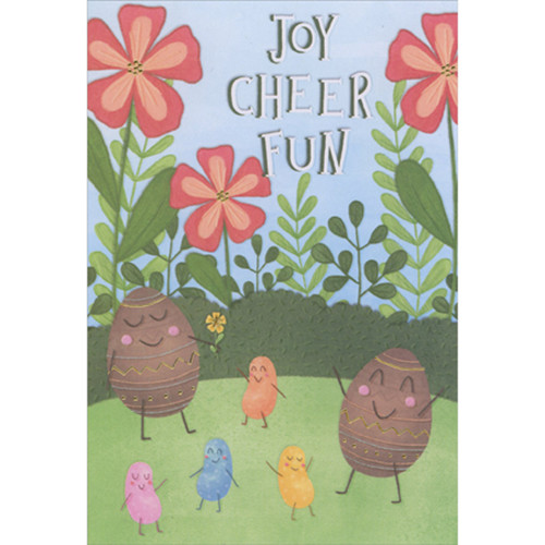 Joy, Cheer, Fun: Dancing Eggs and Jelly Beans Package of 8 Juvenile Easter Cards for Kids: Joy - Cheer - Fun