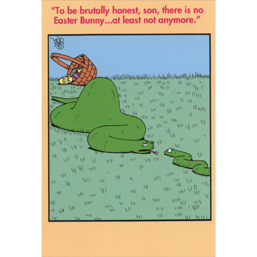 There is No Easter Bunny: Snake Ate Easter Bunny Funny / Humorous Easter Card: “To be brutally honest, son, there is no Easter Bunny… at least not anymore.”