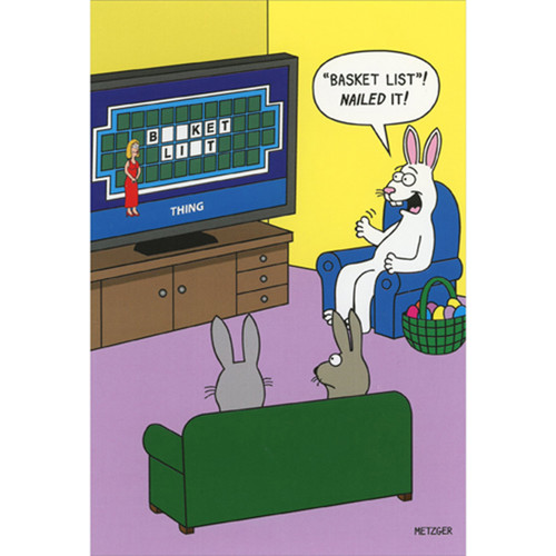Basket List: Bunny's Game Show Guess Funny / Humorous Easter Card: “Basket List”!  Nailed it!