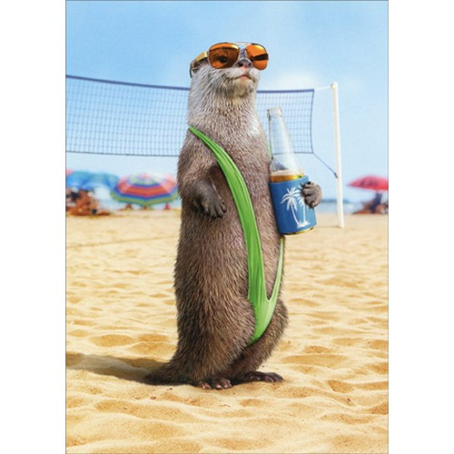 Otter Wearing Mankini Humorous / Funny Birthday Card for Him