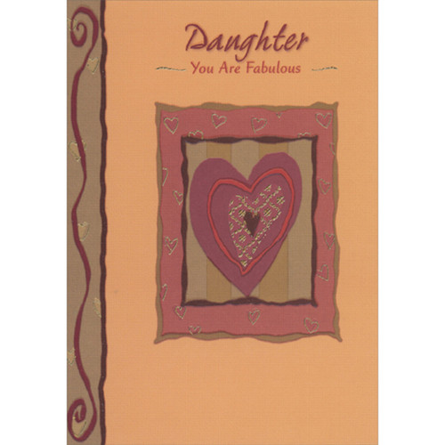 Daughter You Are Fabulous: Dark Red Frame Around Hearts Within Hearts African American Mother's Day Card: Daughter - You Are Fabulous