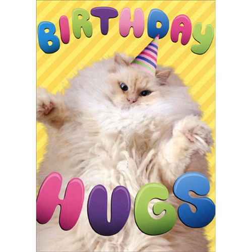 Birthday Hugs Cat Funny Birthday Card: BIRTHDAY HUGS