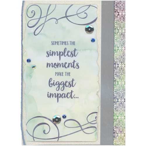 The Simplest Moments Make the Biggest Impact 3D Die Cut Banner, Sequins and Blue String Hand Decorated Mother's Day Card: Sometimes the simplest moments make the biggest impact…