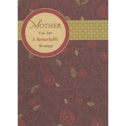 You Are a Remarkable Woman: Gold Foil Leaves on Burgundy Vines African American Mother's Day Card for Mother: Mother - You Are a Remarkable Woman