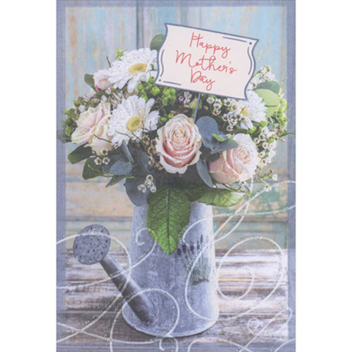 Pink Roses and Daisies in Watering Can Package of 8 Mother's Day Cards: Happy Mother's Day