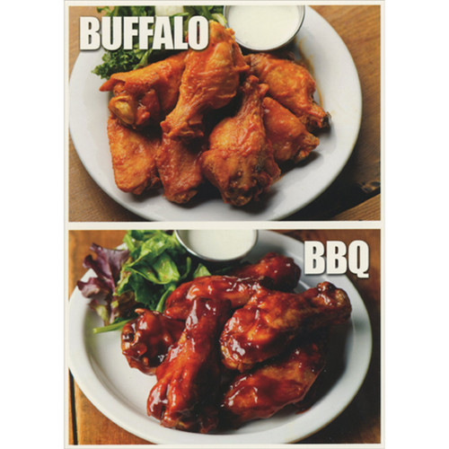 Buffalo Wings, Barbacue Wings Split Photograph Humorous / Funny Father's Day Card: Buffalo - BBQ