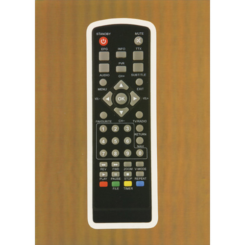 TV Remote Control with White Border on Gold Foil Background Humorous / Funny Father's Day Card