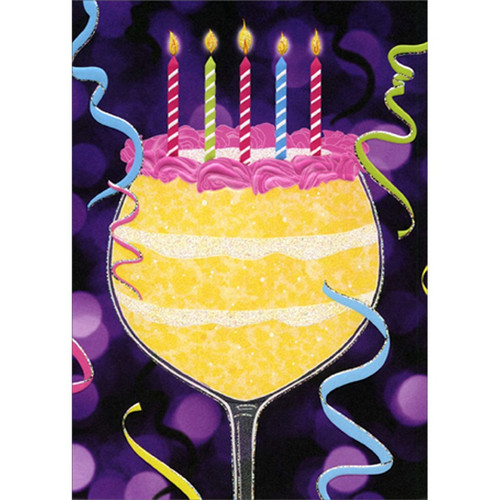 Birthday Cake Wine Glass Funny / Humorous A-Press Birthday Card