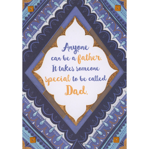 Someone Special to be Called Dad 3D Die Cut Diamond Banner, Brown Ribbon, Blue Borders Hand Decorated Father's Day Card from Son and Daughter-in-Law: Anyone can be a father. It takes someone special to be called Dad.