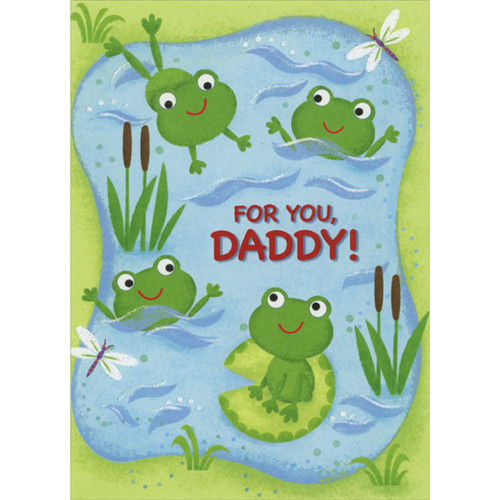 Frogs Jumping and Swimming in Blue Water Juvenile Daddy Father's Day Card from Kids : Children: For you, Daddy!